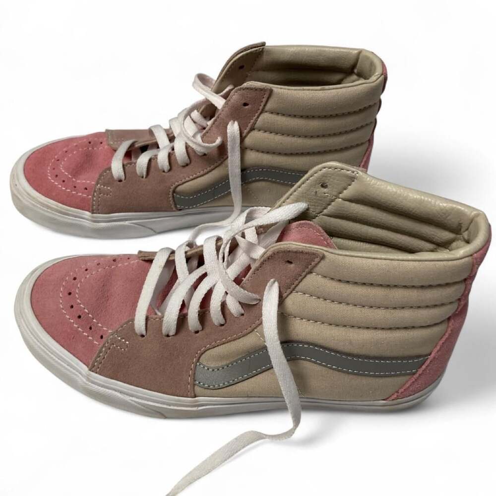 Vans Sk8-Hi High Top Shoes Pink Tan Size 9.0